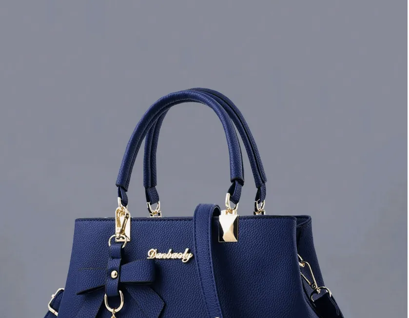 شنطة كتف زرقاء مع محفظة